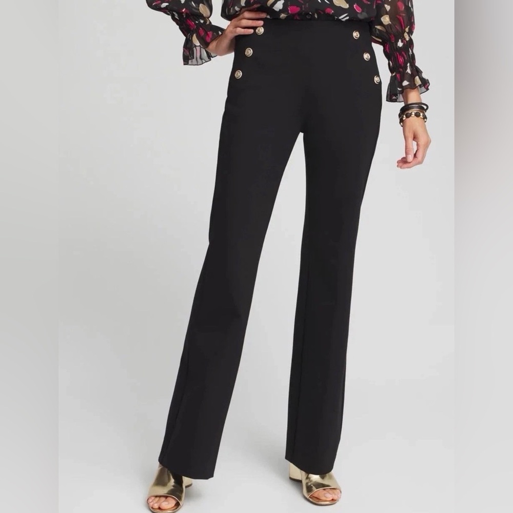 NWOT Chico's So Slimming 180 Button Juliet‎ Flare Black 12 Petite Chico's 2P